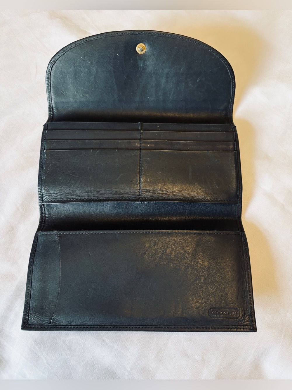 VTG 90s Y2K Coach Leather Wallet Trifold Envelope Black